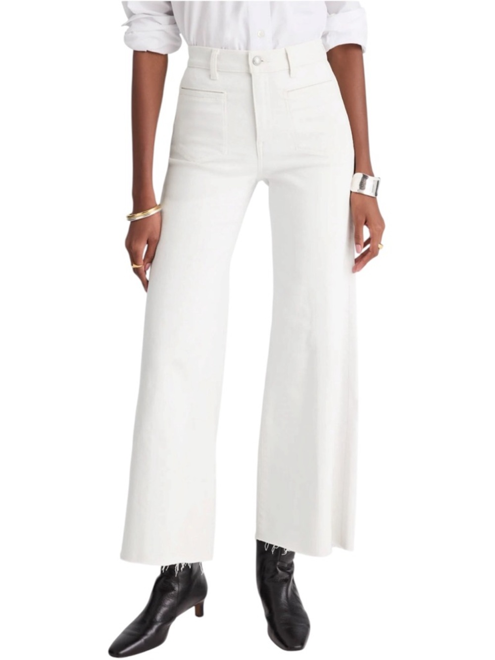 Madewell Flared Wide-Leg Crop Jeans in Vintage Ivory - Picture 3 of 12